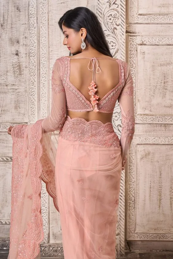 Backless Saree modern blouse design 