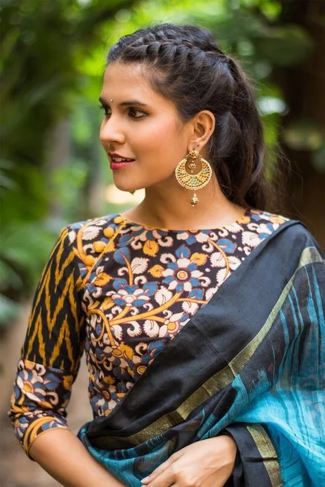 Kalamkari Artistry  modern blouse design 