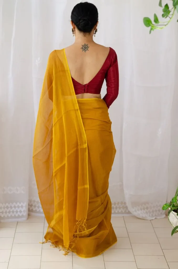 Linen Saree ,  south indian saree look 