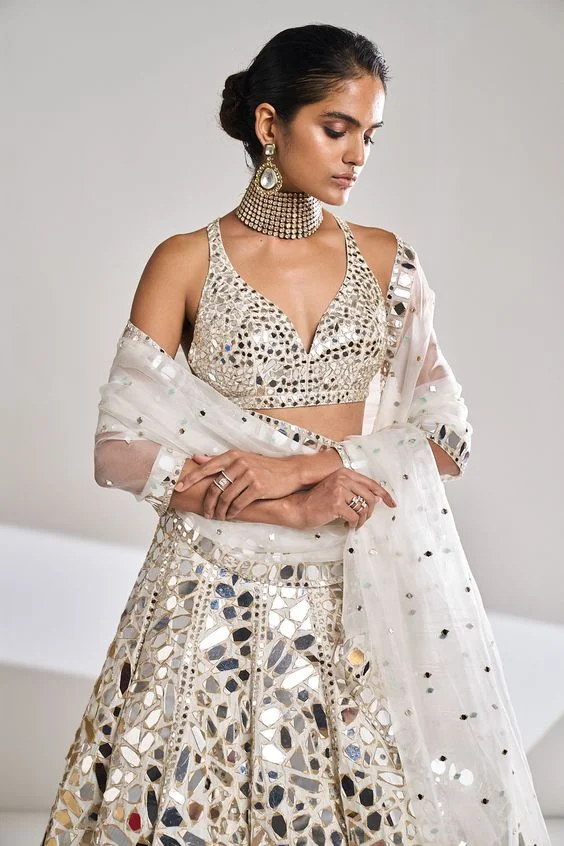 Mirror and Sequin Wedding Blouse Designs