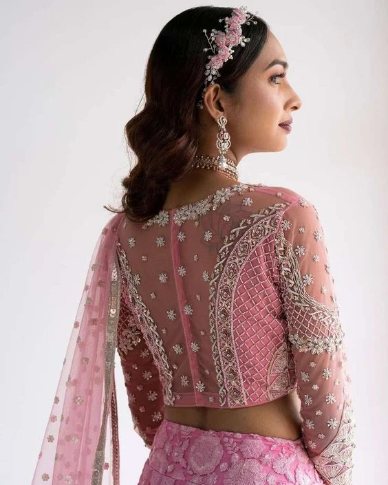Embroidered Net Back Blouse