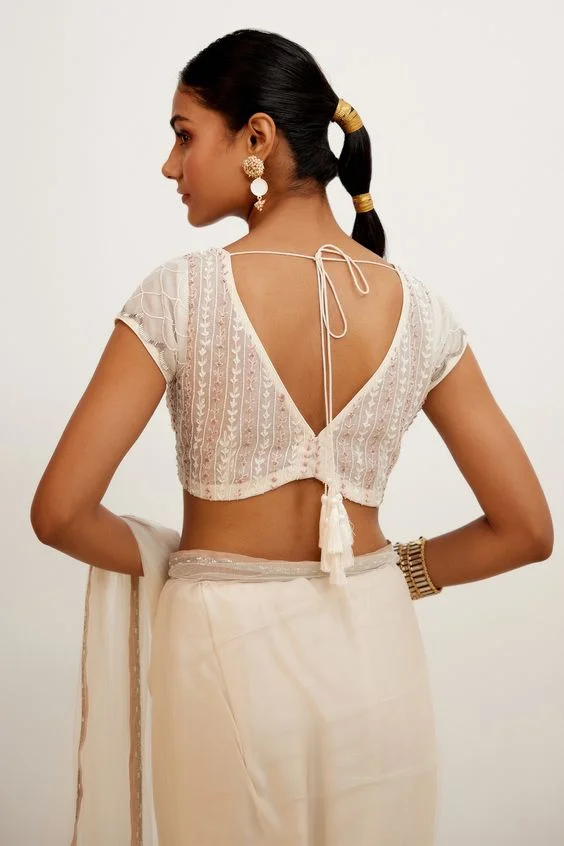 Scalloped Edge Back with Beadwork Blouse