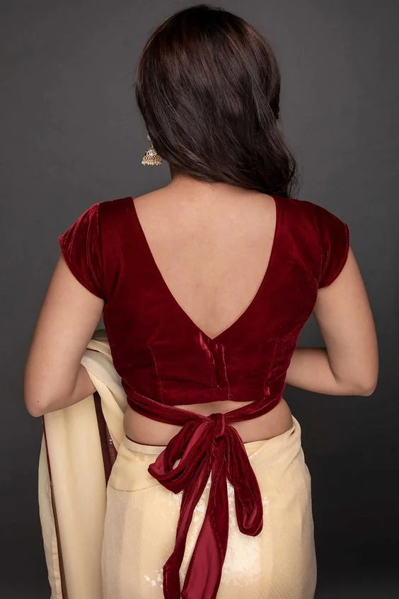 Backless Blouse with Tulle Bow