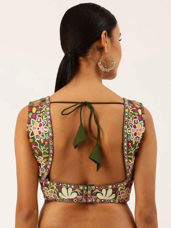 Embroidered Back with Pompom Detailing Blouse Back