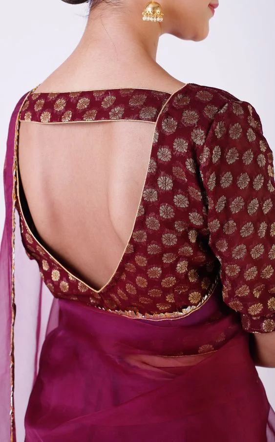 Simple Saree Blouse Back Design