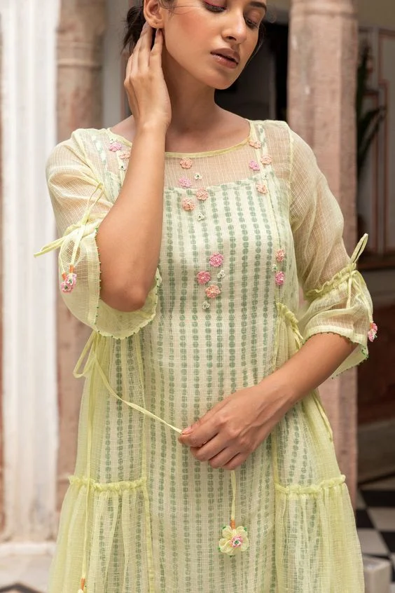 Square Kurti Neck with Belted Waist
