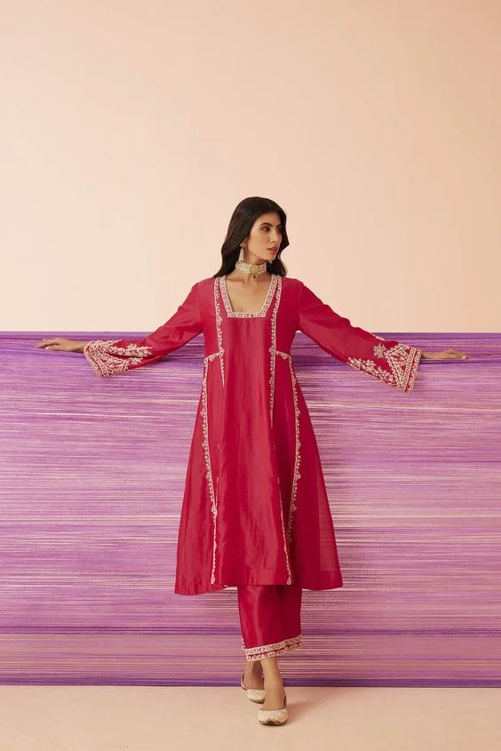 Square Kurti Neck with Sequin Embroidery