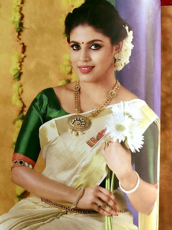 Green Blouse Designs for Kerala Saree