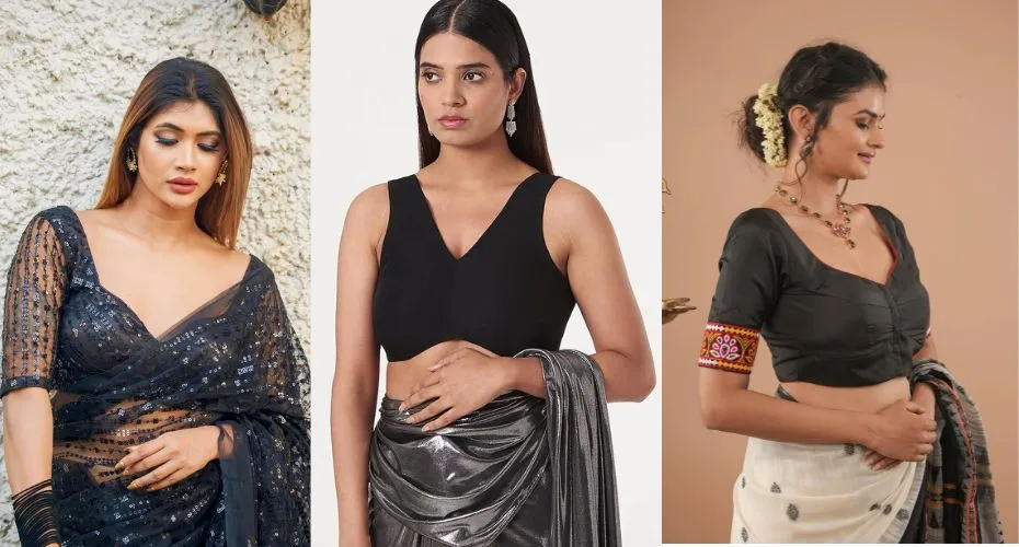 Latest Black Saree Blouse Designs Modern and Simple Blouse Ideas for Saree