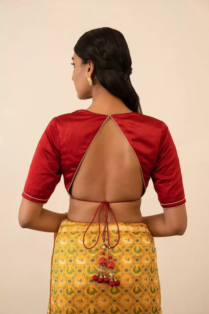 Red Banarasi saree Blouse Design Images