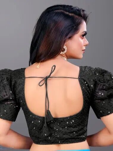 Tassel Tie-Up Georgette Blouse back side