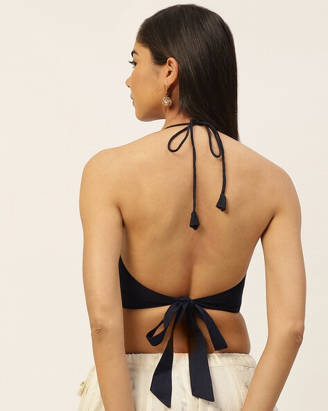 Backless Blouse with Tie-Up Details