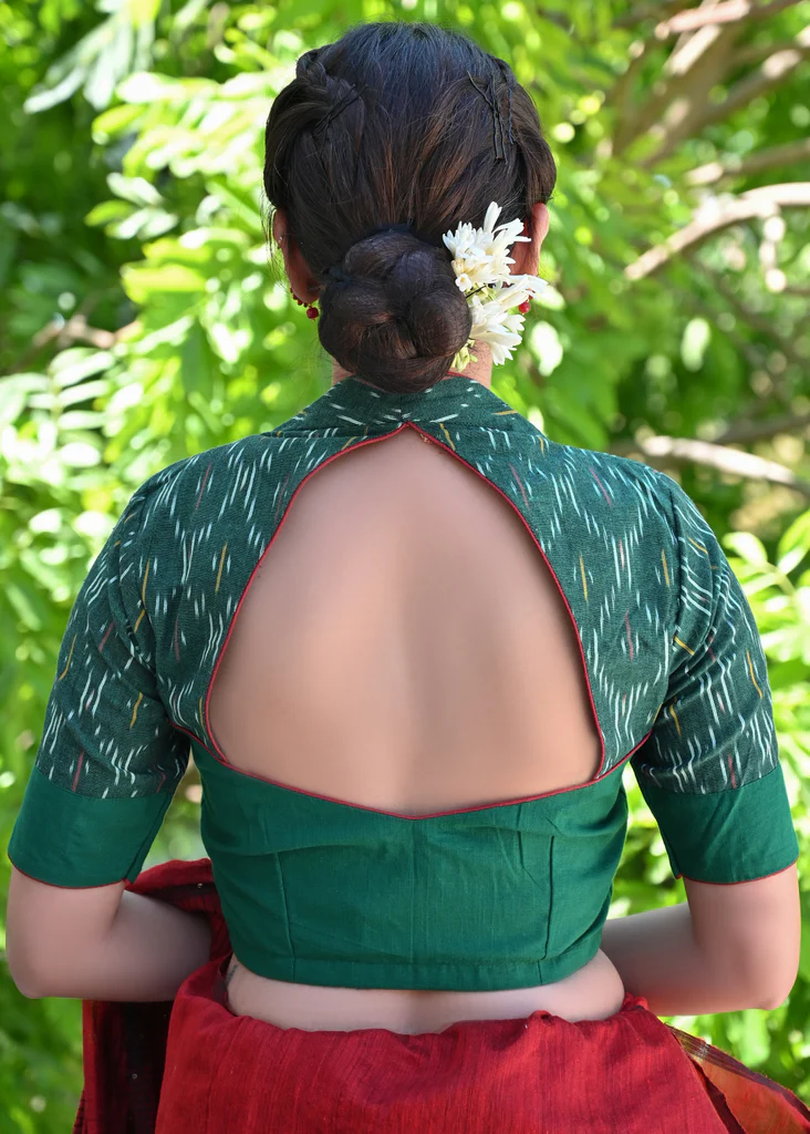 High Neck Back Hook Blouse